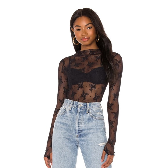 Maje Black Lace Long Sleeve Layering Top size 2 Medium $257 - Picture 1 of 9